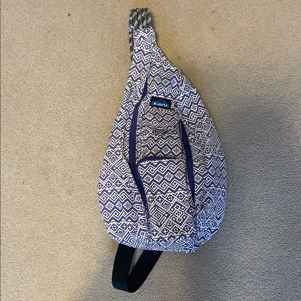 Kavu Purple and White Patterned Sling Bag